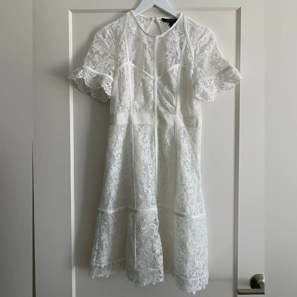 French Connection Cabrera lace mix white dress - Picture 6 of 7